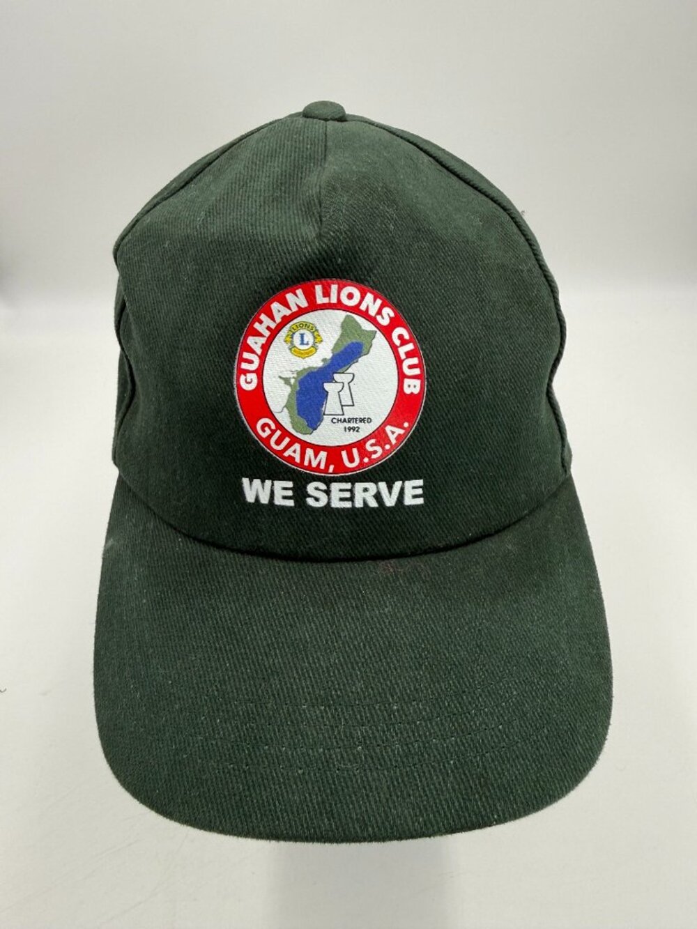 Guahan Lions Club Guam USA Hat Strapback Green Cap We Serve Logo Adjustable OS